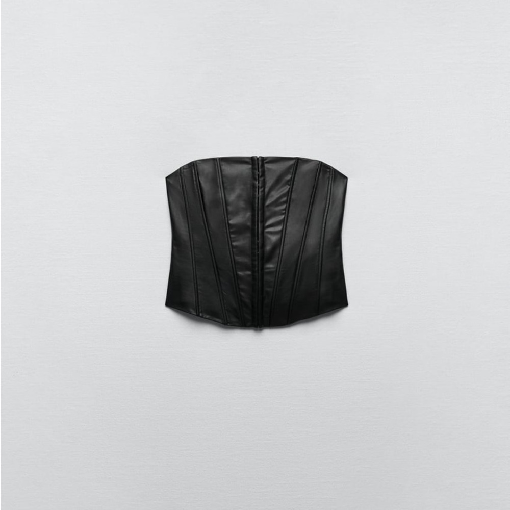 ZARA Faux Leather Corset Top in Black